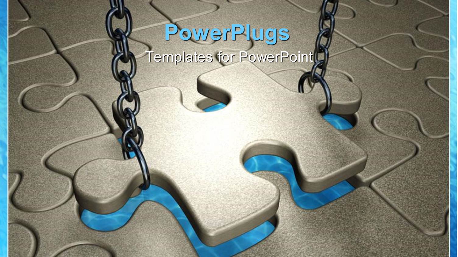 Puzzle Piece Being Lowered into Jigsaw Puzzle by Metal Chains