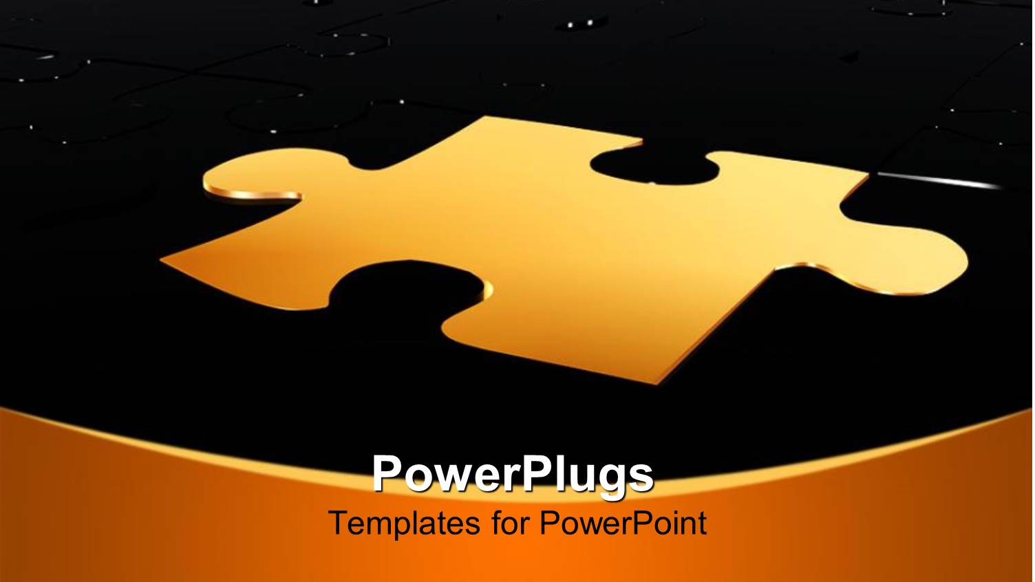 a Puzzle Piece in Golden Color with a Number of Black Puzzle Pieces