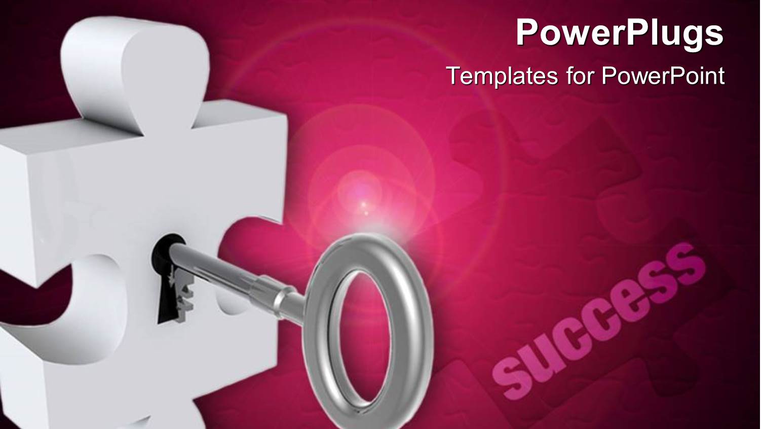 Puzzle Piece with a Key on a Wine Colored Background