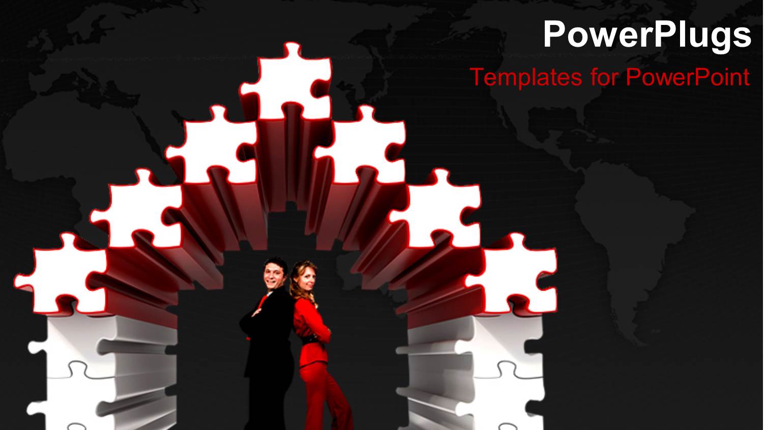 Puzzle Pieces Creating a House with a Couple Inside it