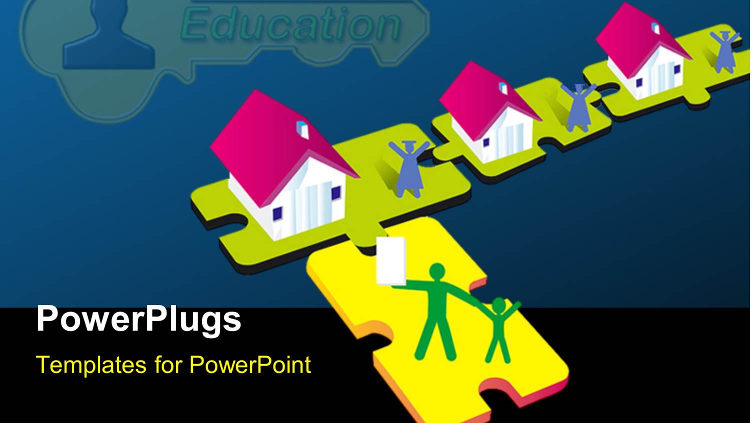 Puzzle Pieces with Students and School Depicting Deposit on Child Education with Education Key