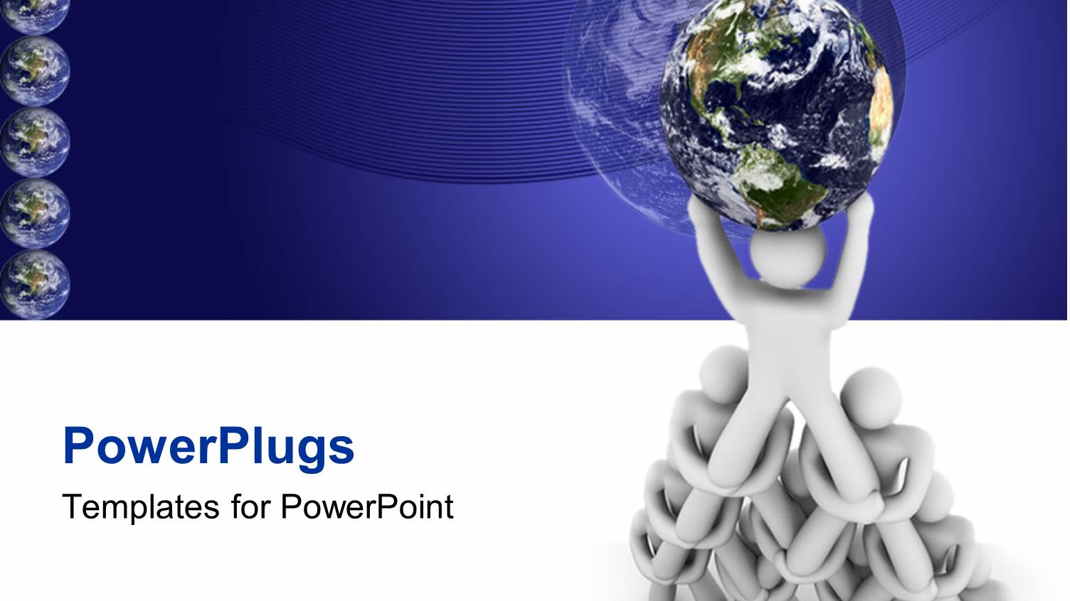 Pyramid of White Figures Supporting Planet Earth