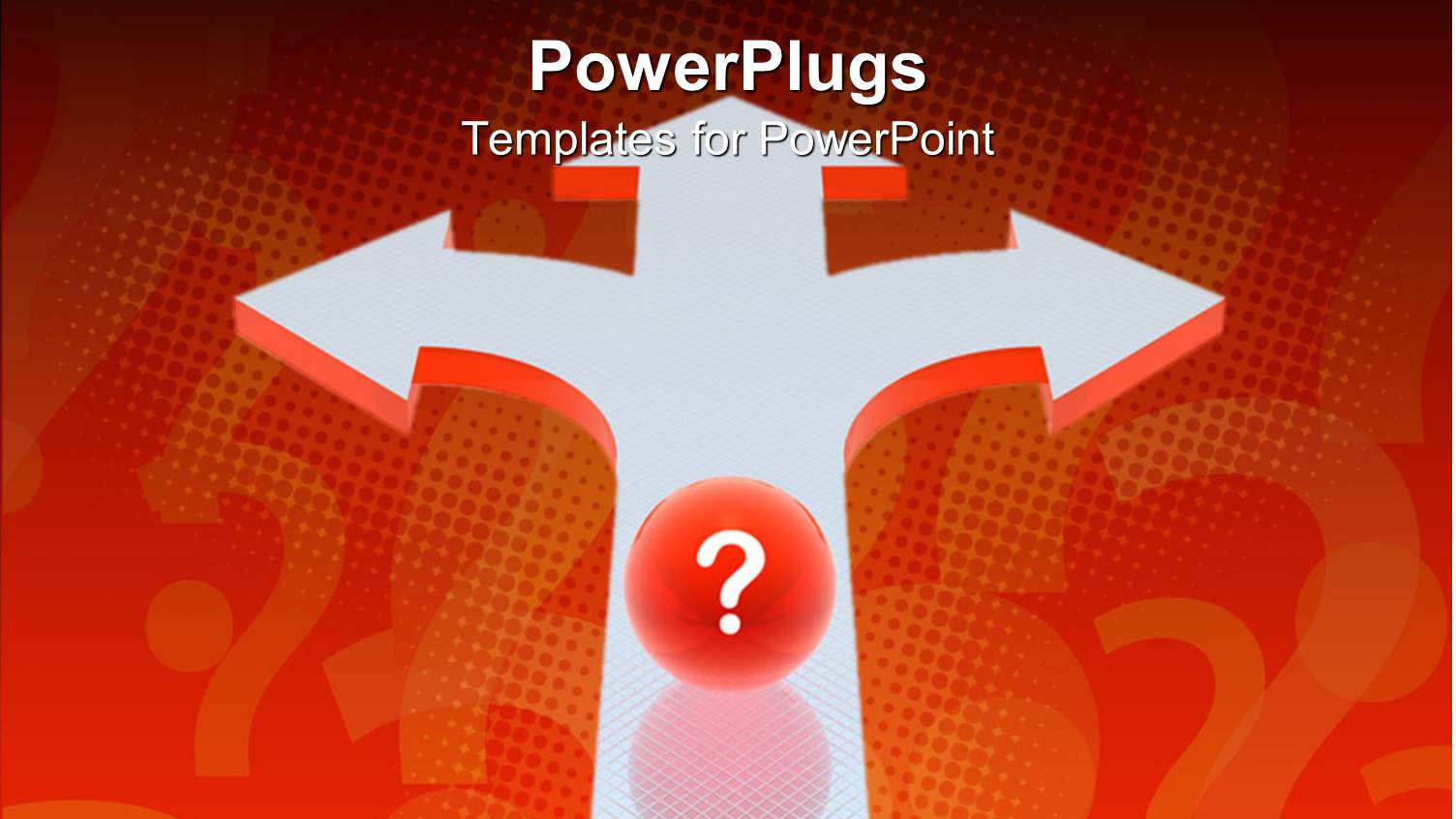 Question Mark Symbol in Round Orange Ball Rolling Towards Crossroad of Choices