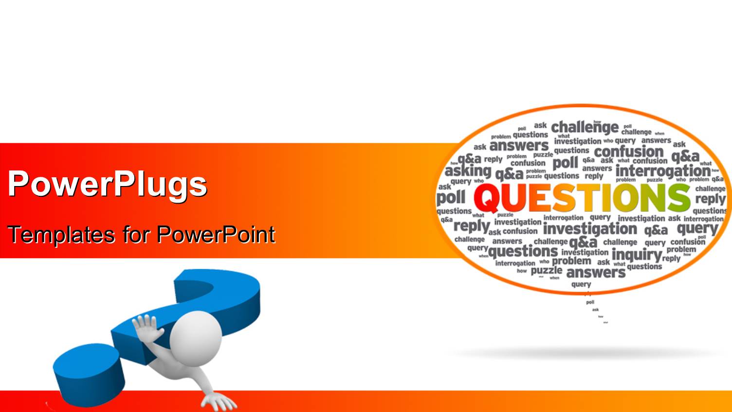 Question Sign Falling Over the Human Character, Speech Bubble with the Word Questions