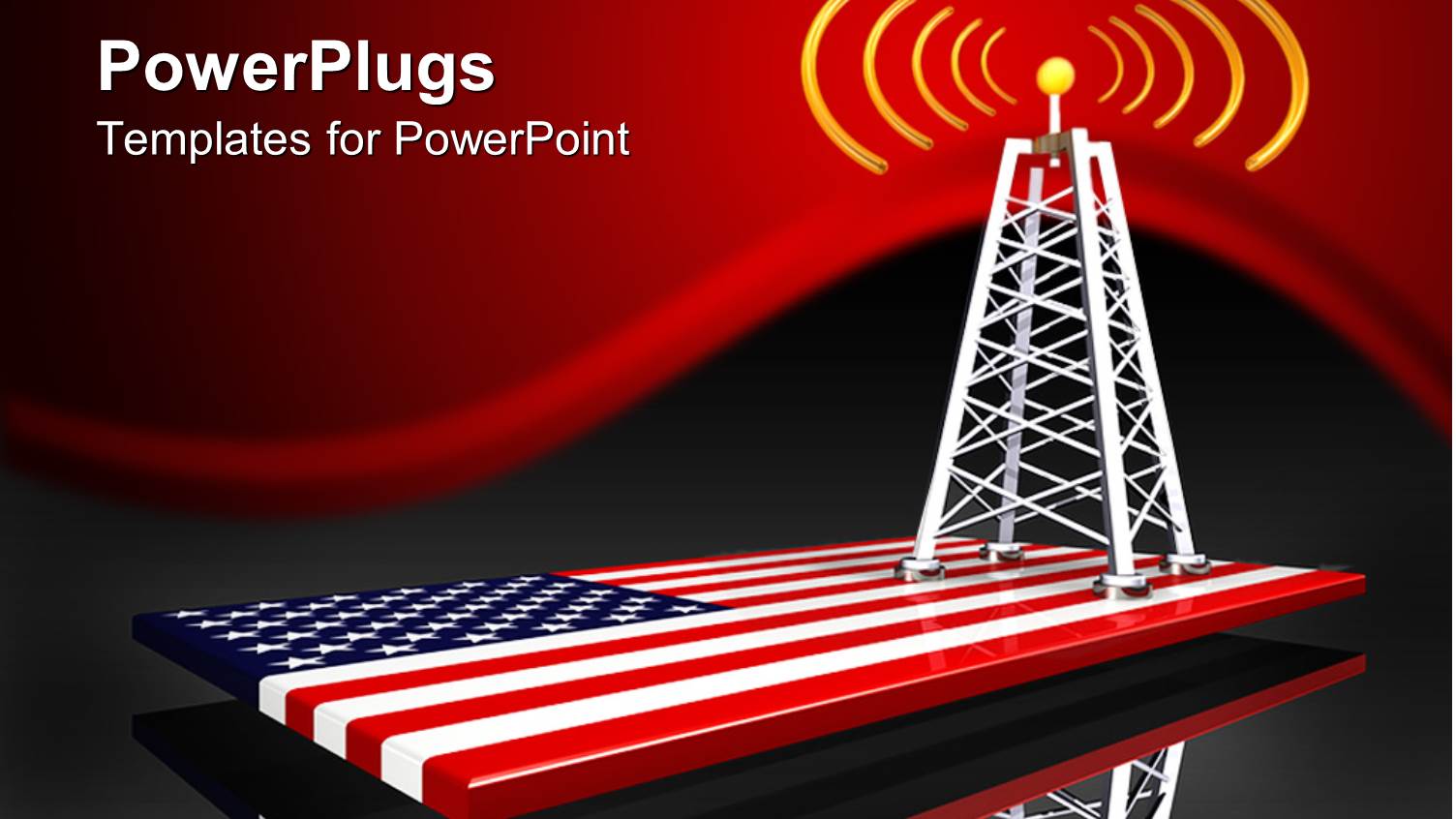 Radio Tower Along with American Flag in the Bottom