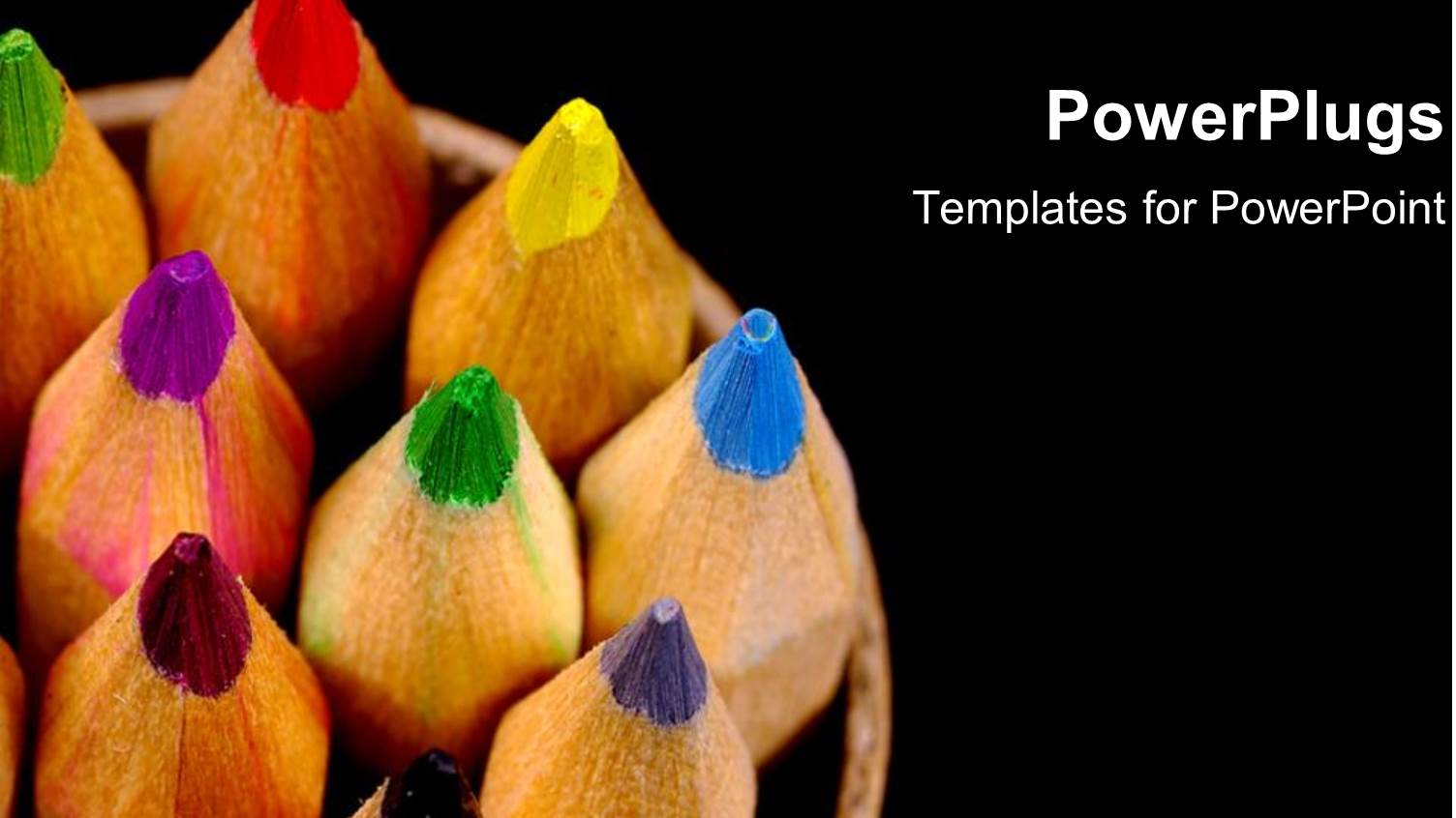 Rainbow of Colored Pencils on Black Background