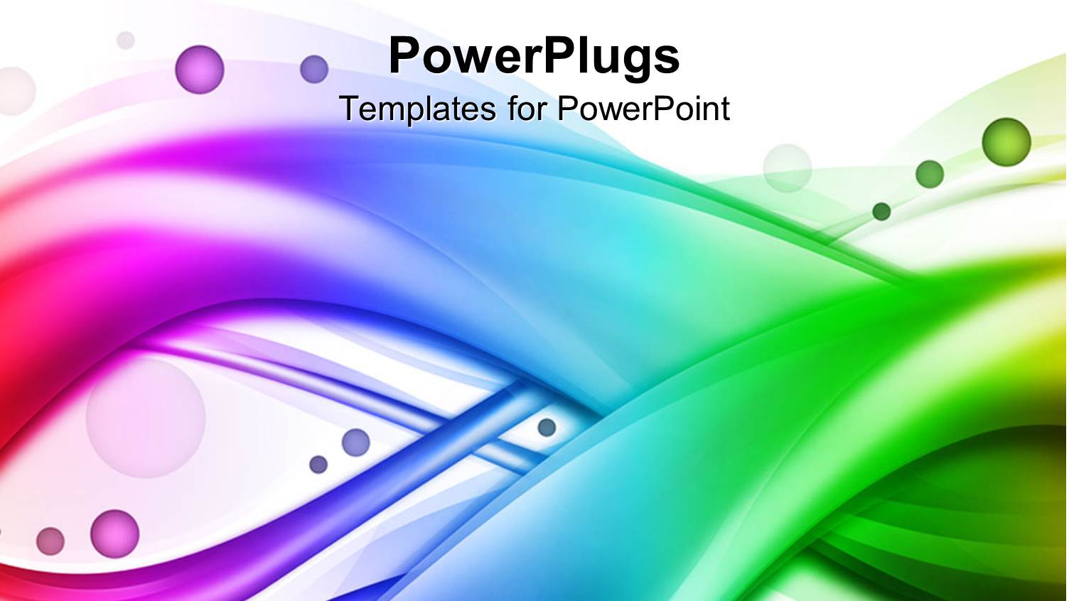 Rainbow Colored Wavy Swirling Bands on White Background with Colorful Bubbles