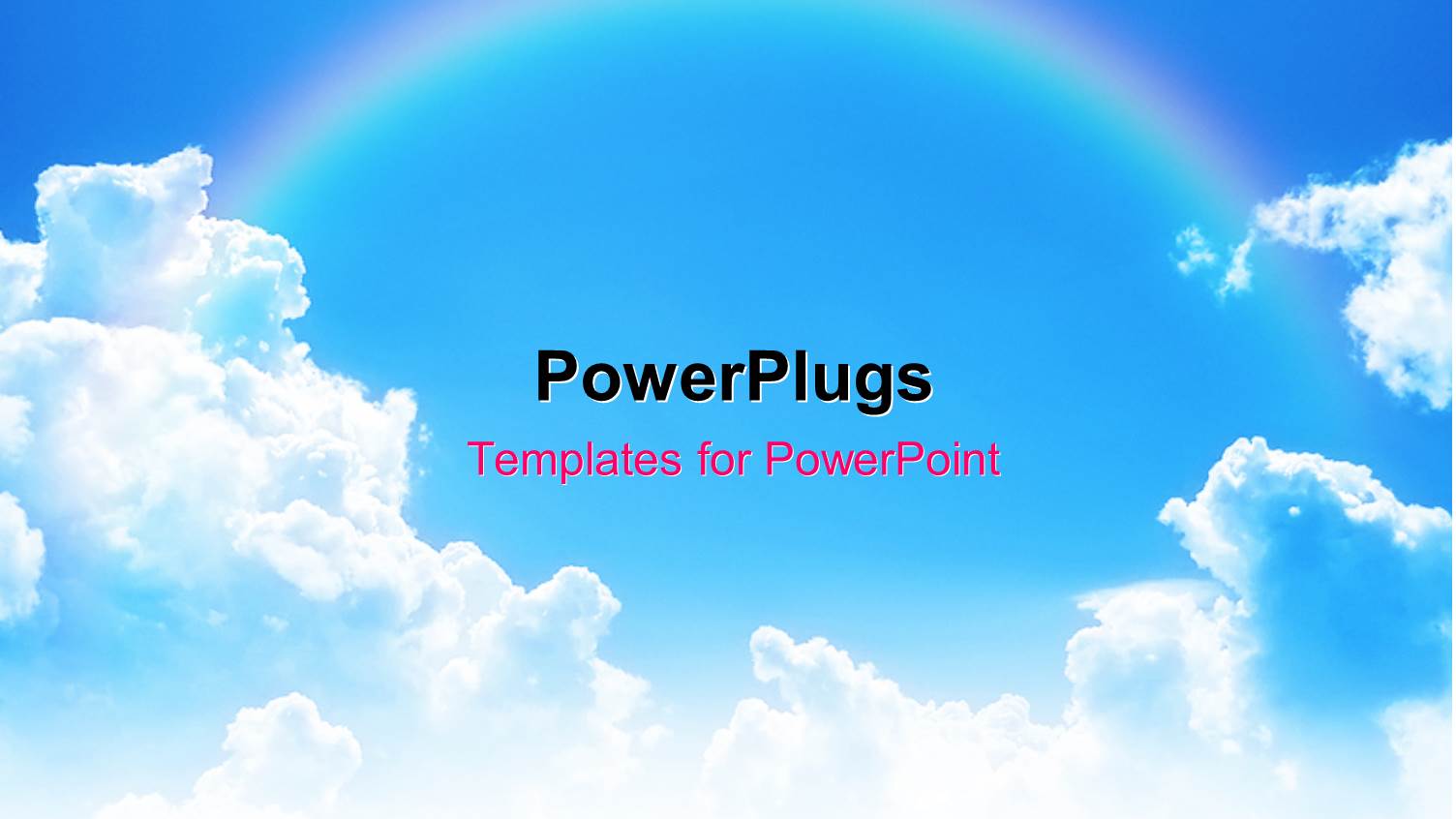 Rainbow Linking Two Clouds on Blue Sky