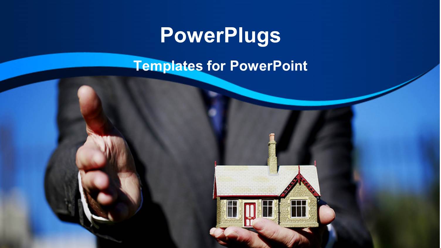 Real Estate Agent Holding 3D House in Hand Gestures for Handshake