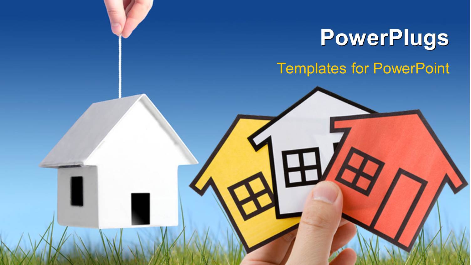 Real Estate Concept with Hand Holding a Home Sign and a House Model