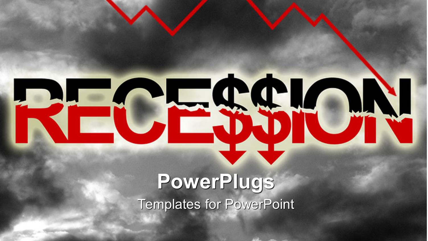 the Recession Word with Clouds in the Background