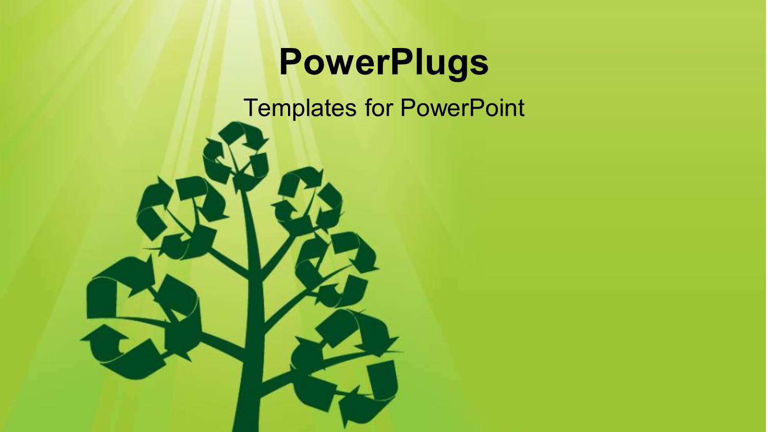 Recycle Symbols on a Tree with Sun Shining from Top with Green Color
