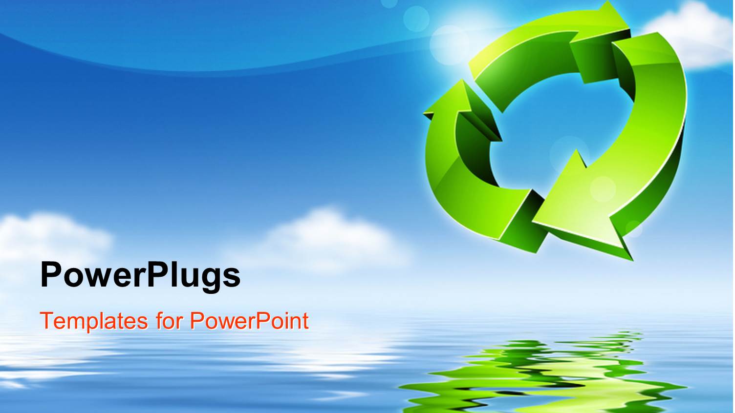 a Recycling Sign with Water in the Background