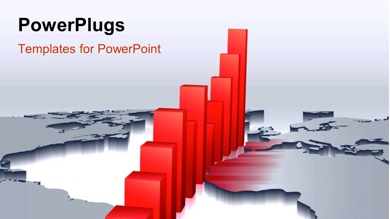 a Red 3D Bar Chart on a World Map Background