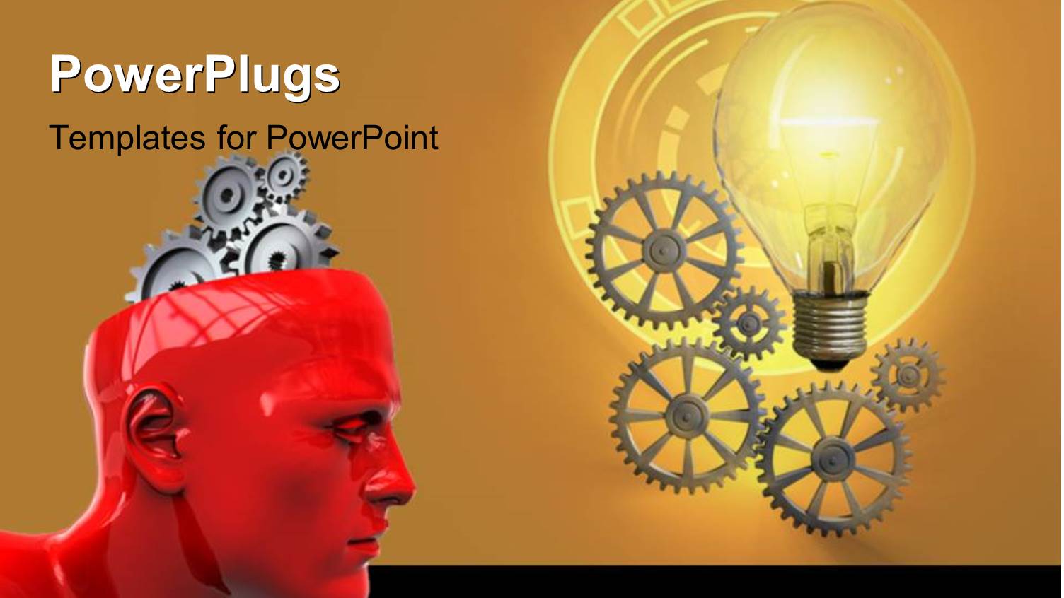 a Red 3D Character with Gears for a Brain