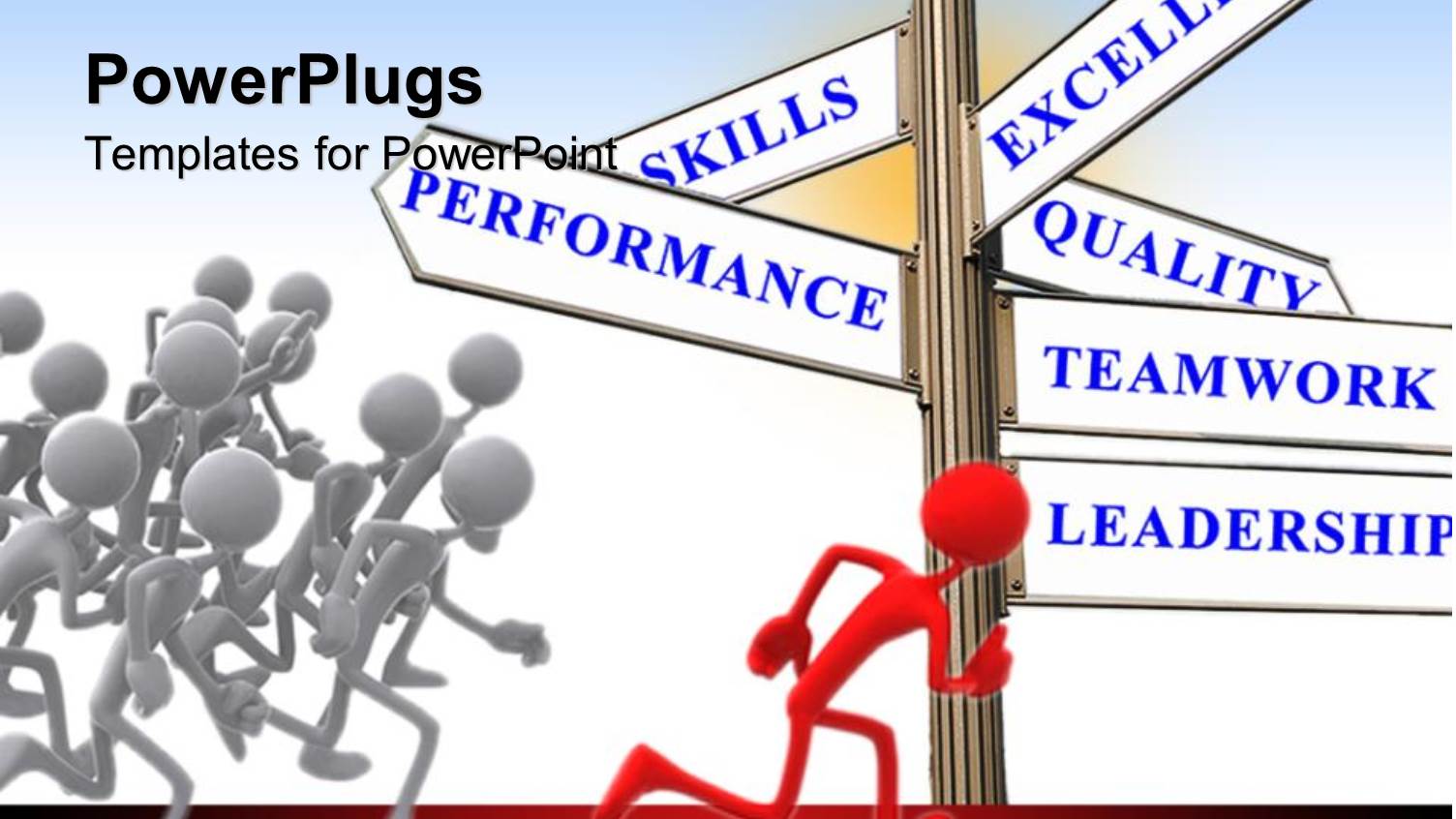 Red 3D Man Leading Others with Sign Post of Leadership 