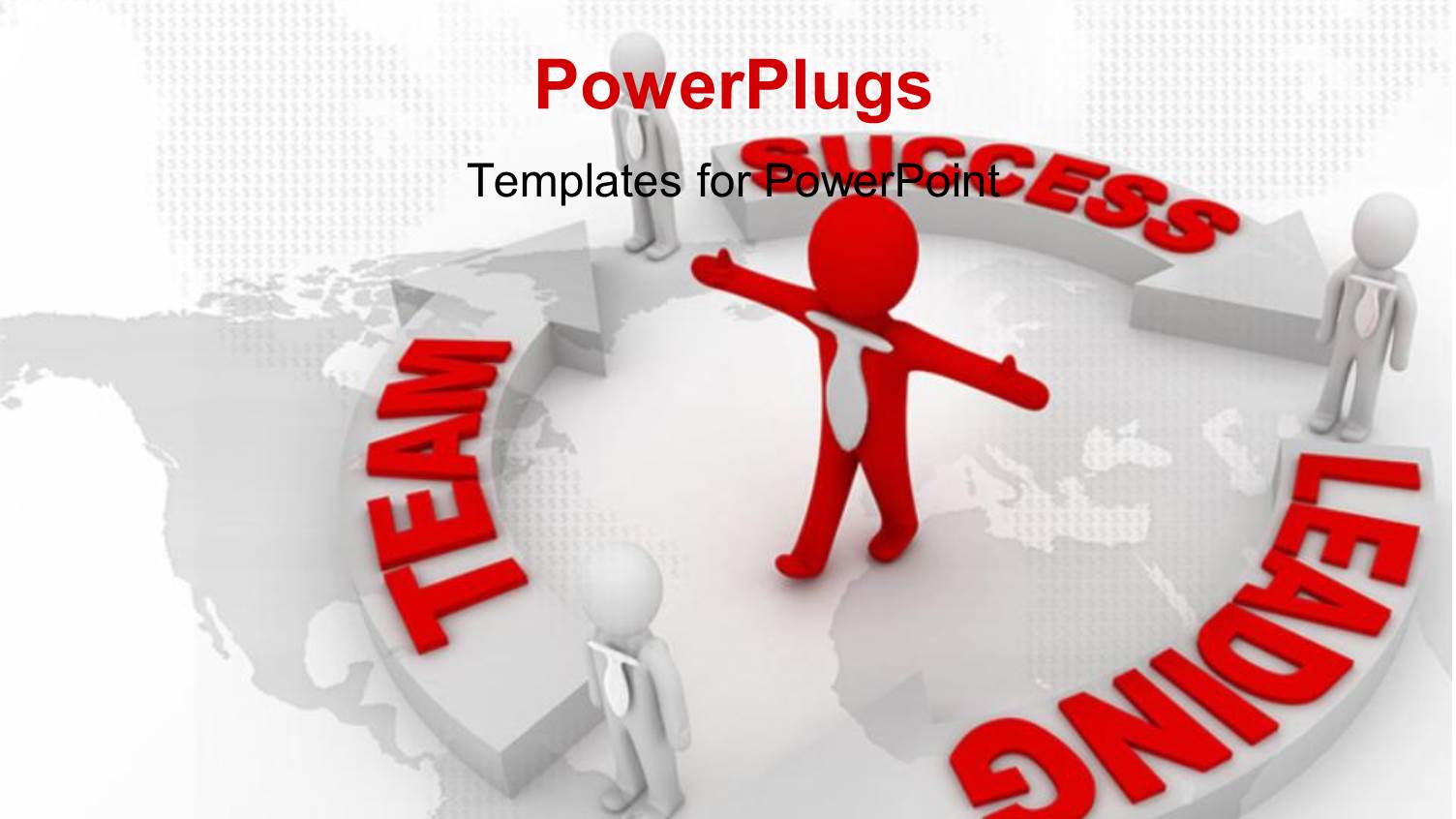 Red 3D Man Stands in Center of Success Circle