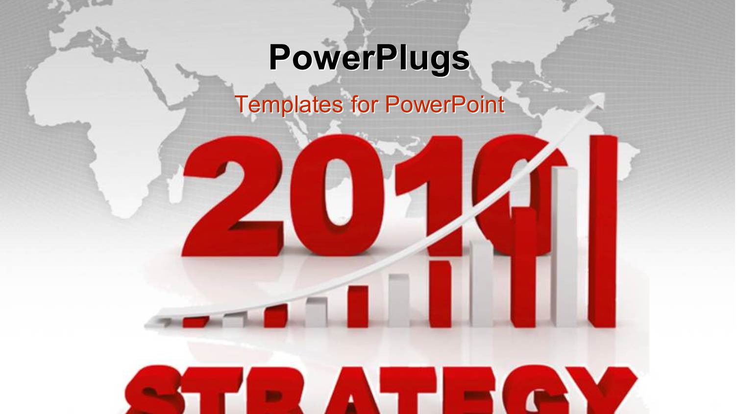 Red 3D Word STRATEGY with Colored Bar Chart Over World Map 