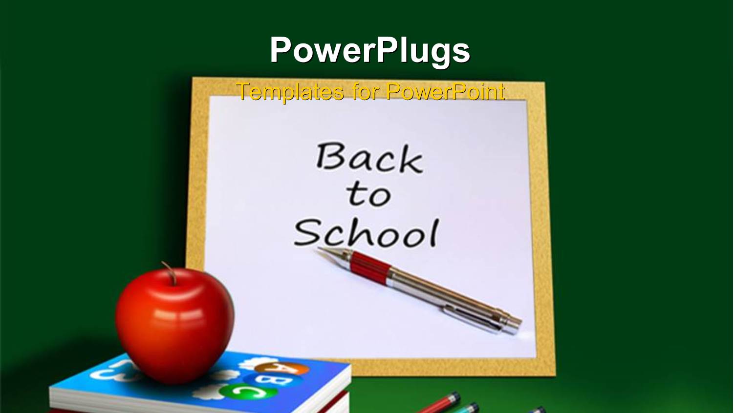 Red Apple on Book Pile with Chalkboard on Black Surface 