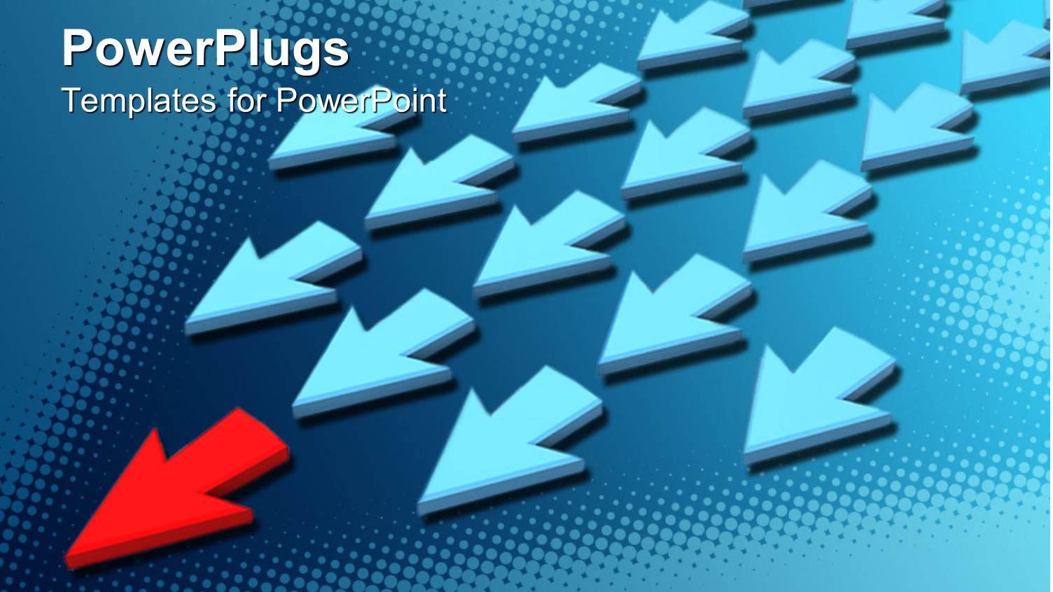 Red Arrow Leading large Group of Blue Arrows