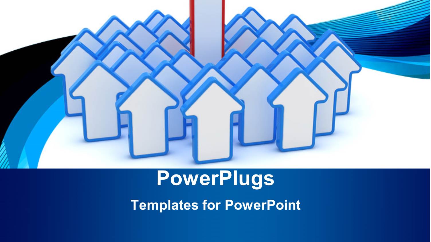 Red Arrow in Middle of Multiple Blue Arrows Stands Out Tall