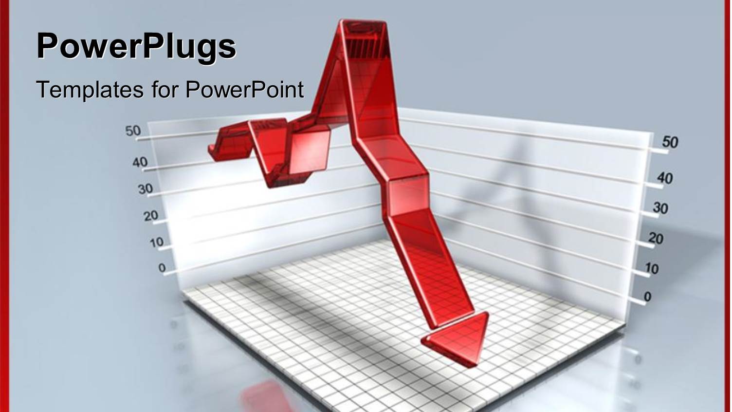 Red Arrow Over 3D Financial Chart with Grid Lines