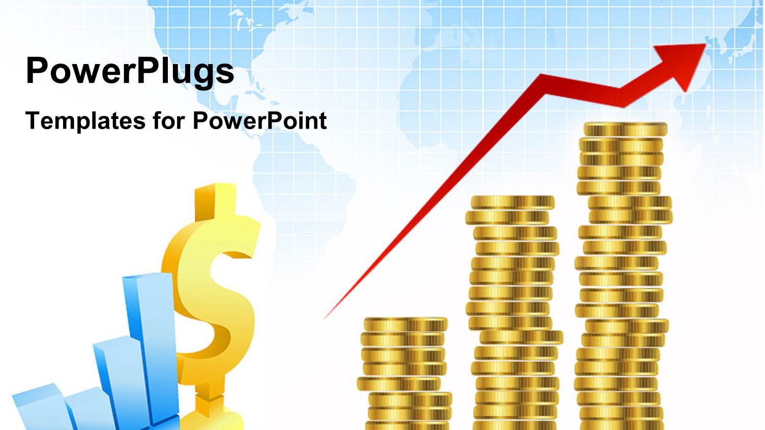 Red Arrow Over Stack of Gold Coins and Yellow Dollar Sign