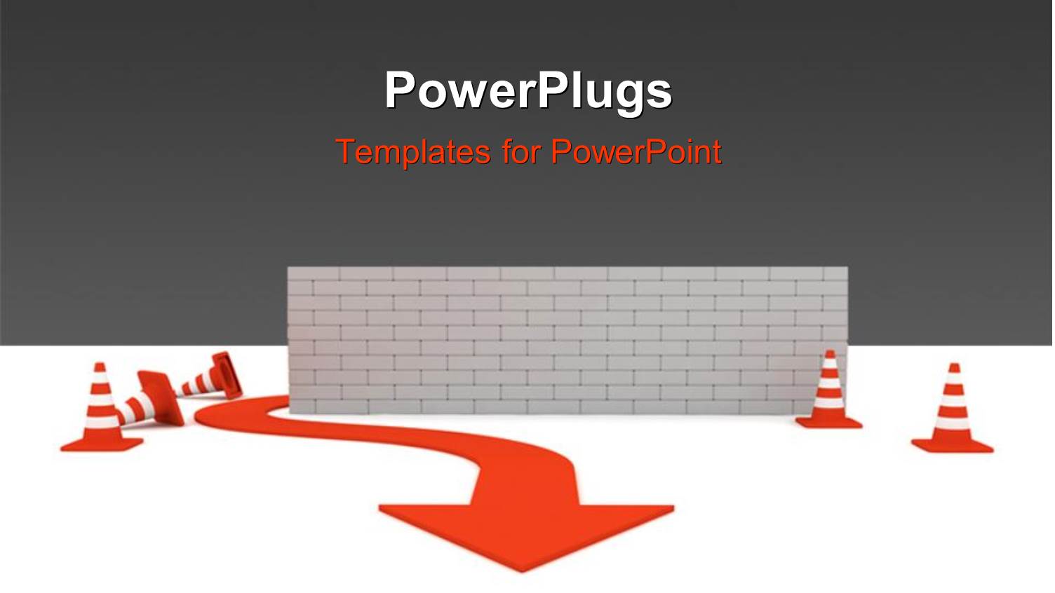 Red Arrow Workaround Wall to Overcome Obstacles with Grey Color