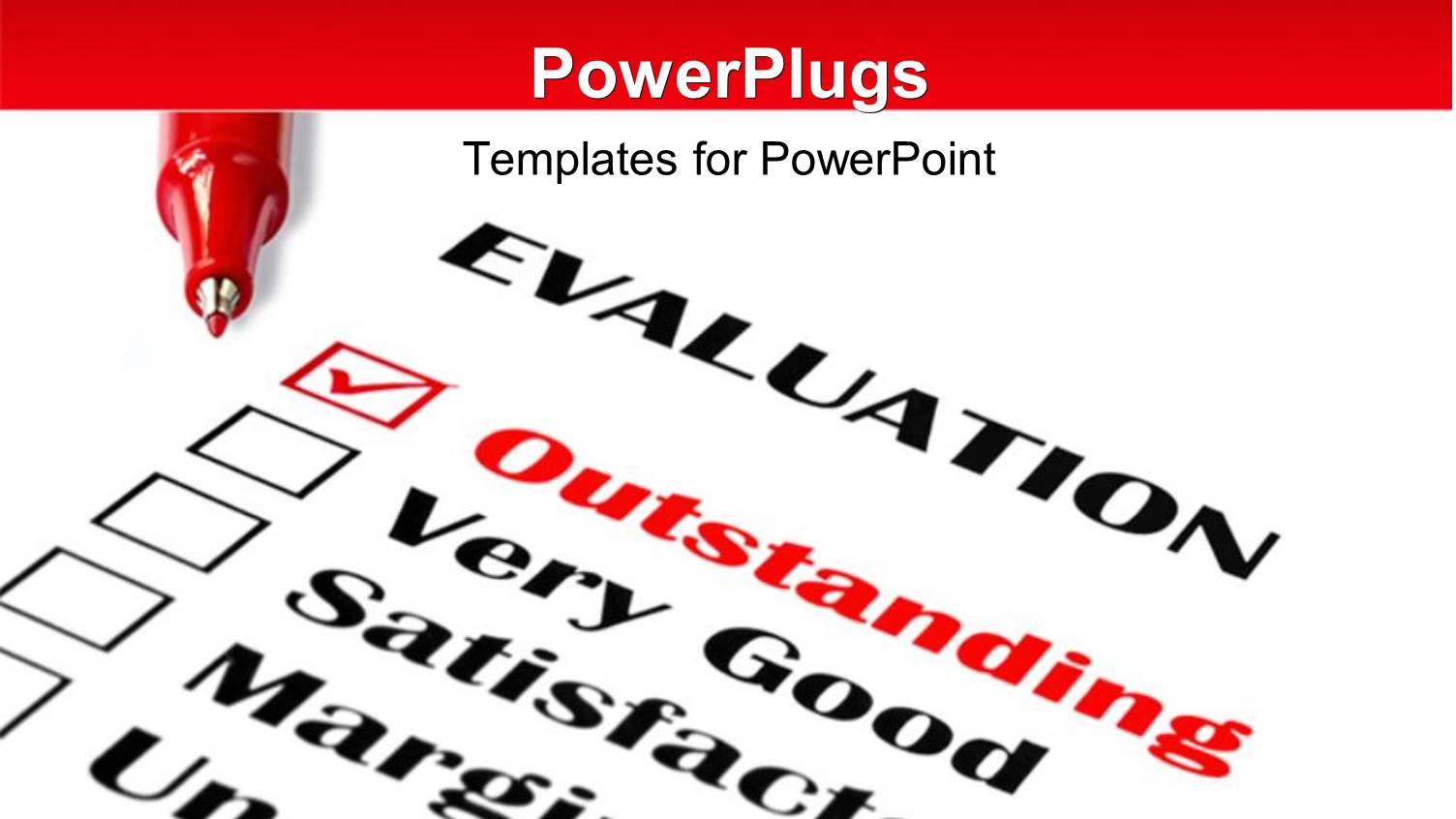 Red Ball Point Pens Over Evaluation Card with Outstanding Ticked
