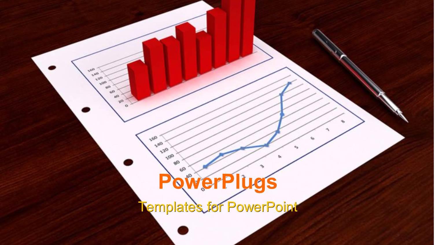 Red Bar Chart and Line Chart on Paper with Ball Pen on Desk