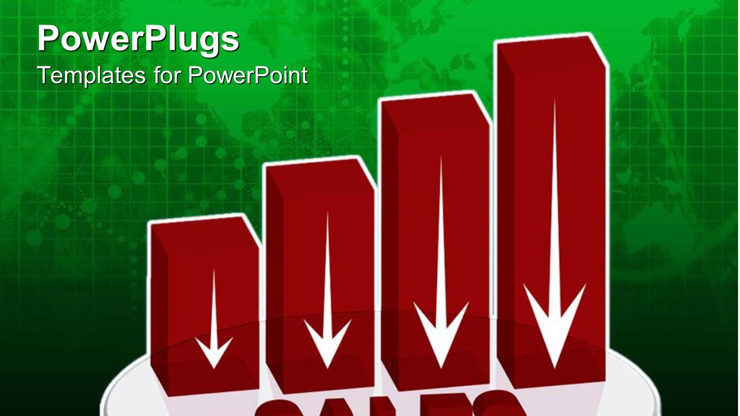Red Bar Chart Showing Growth with White Arrows Pointing Down to Word Sales
