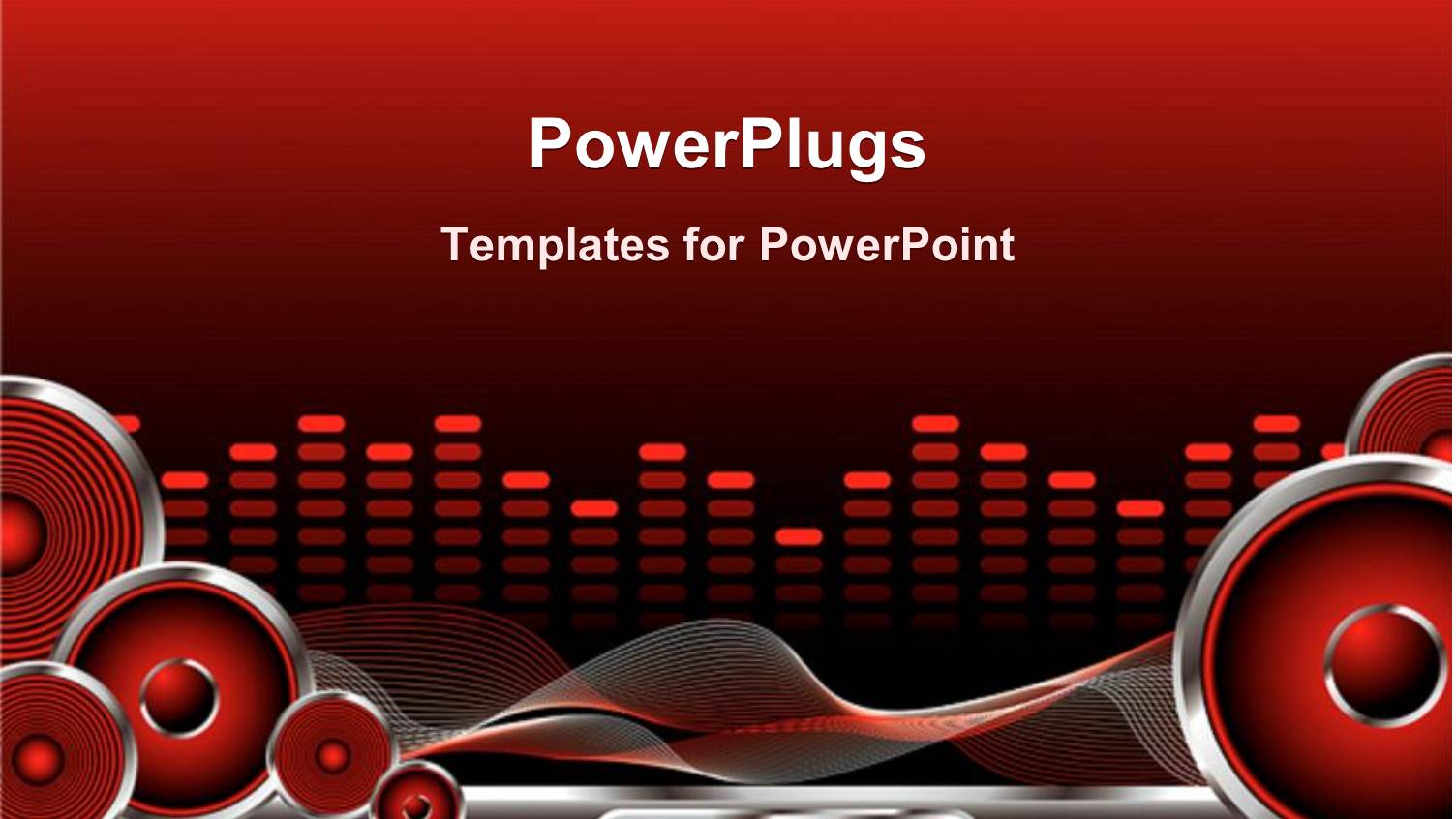 Red and Black Equalizer with Speakers, Sound Waves and Rewind, Fast Forward, Play and Stop Buttons