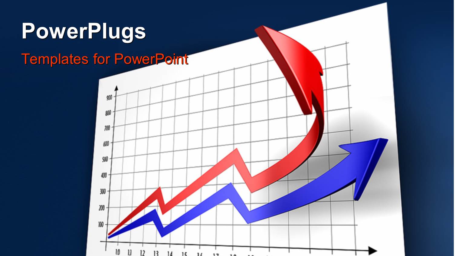 Red and Blue 3D Arrow on White Gridlines Over Blue Background 