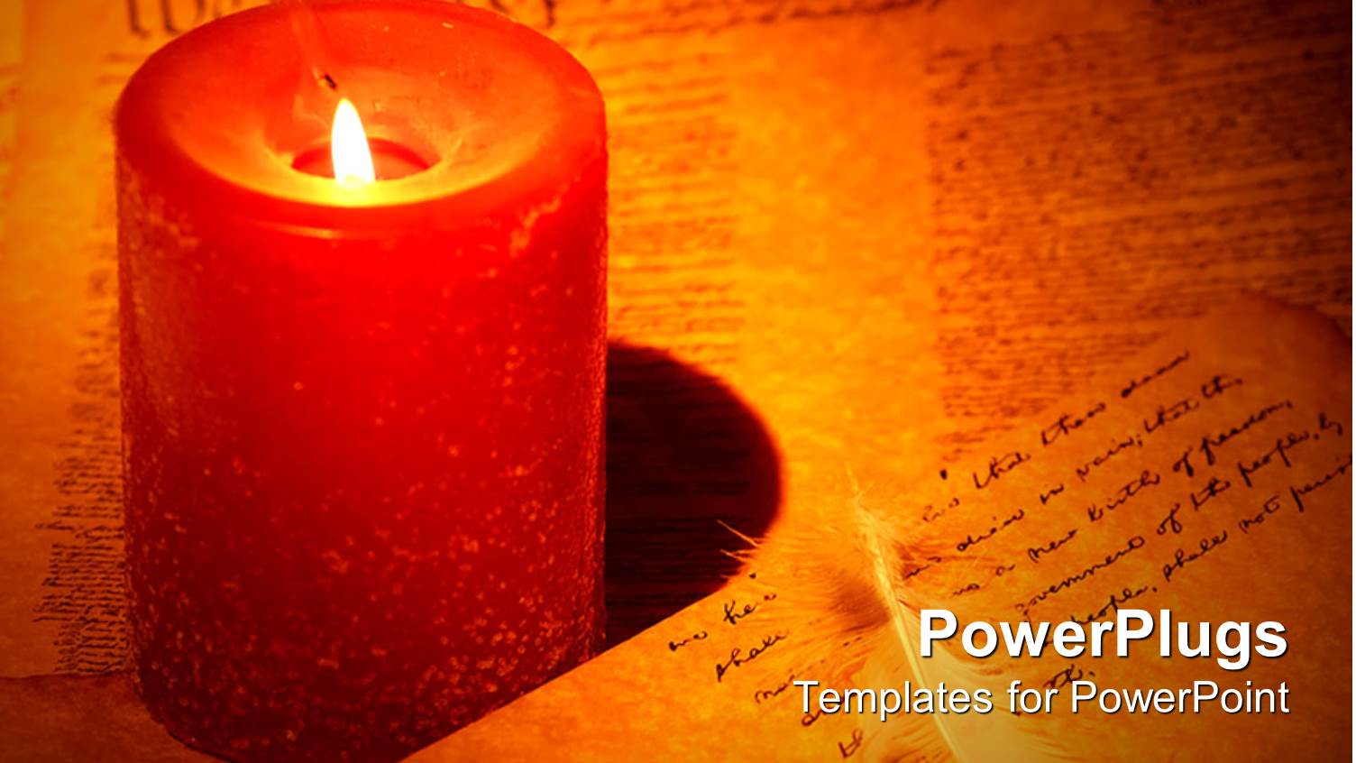 Red Candle Stick with Handwritten Documents and White Feather