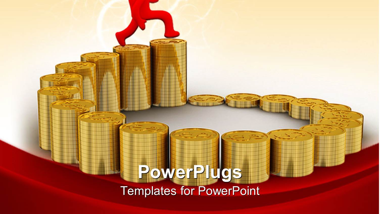 a Red Character Running on an Ascending Stack of Gold Coins