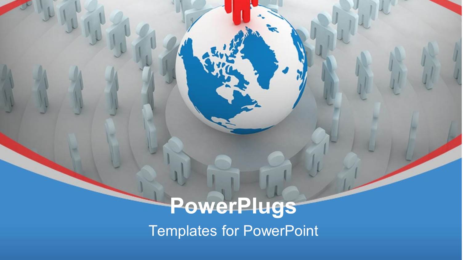 a Red Character Standing on an Earth Globe on a White Background