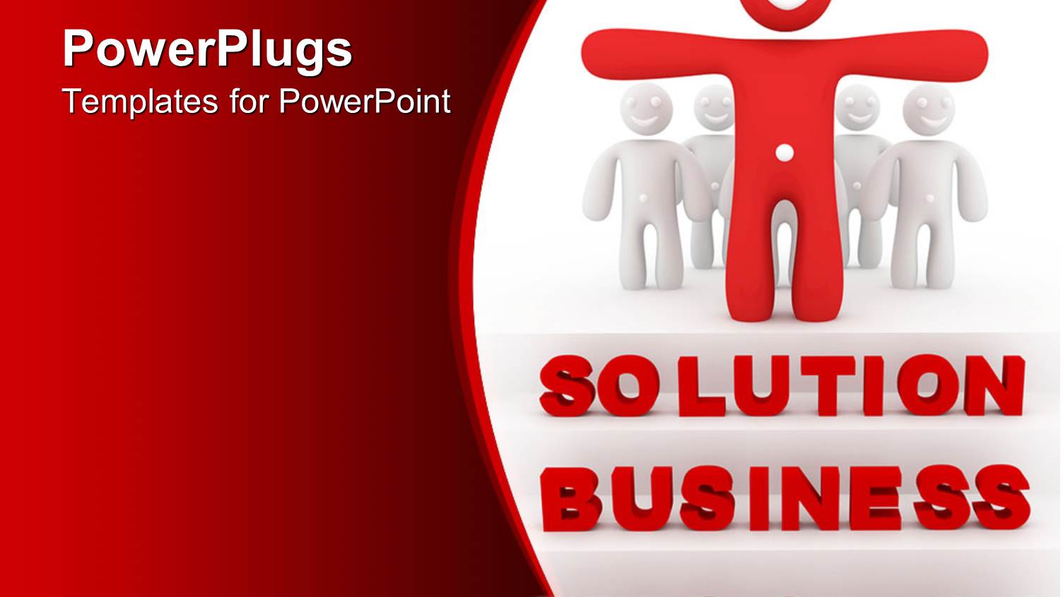 a Red Character with a Text that Spells Out Different Business Solution Word