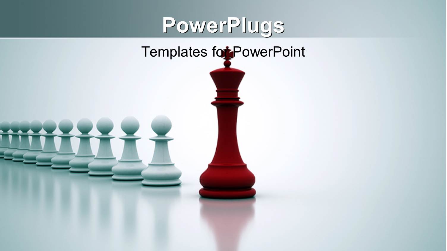 Red Chess King Leading Straight Line of White Pawns