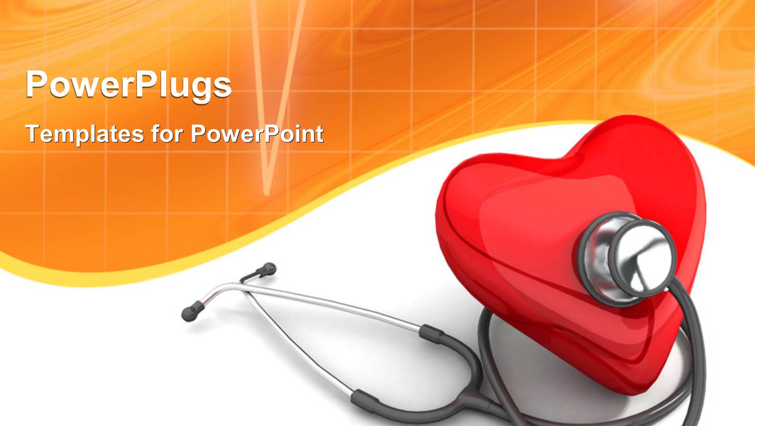 Red Color Heart with Stethoscope on Orange and White Background