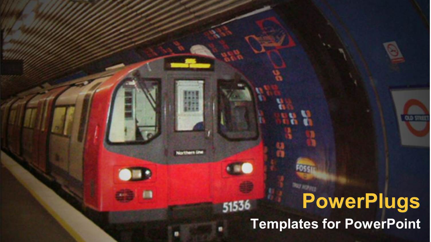 Red Colored Moving Train in a Tunnel Train Station