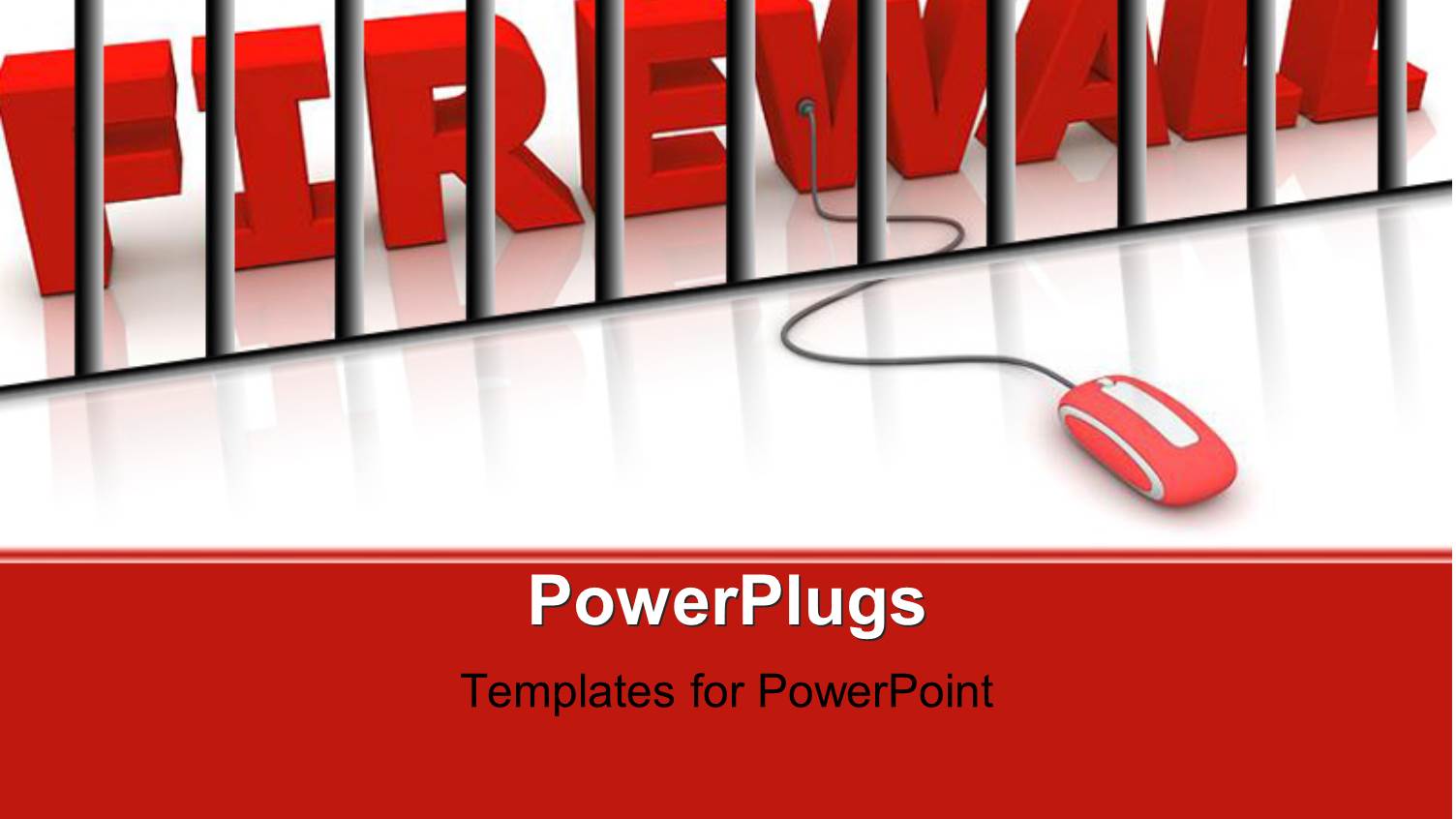 Red Computer Mouse Connected to 3D FIREWALL with Silver Bars