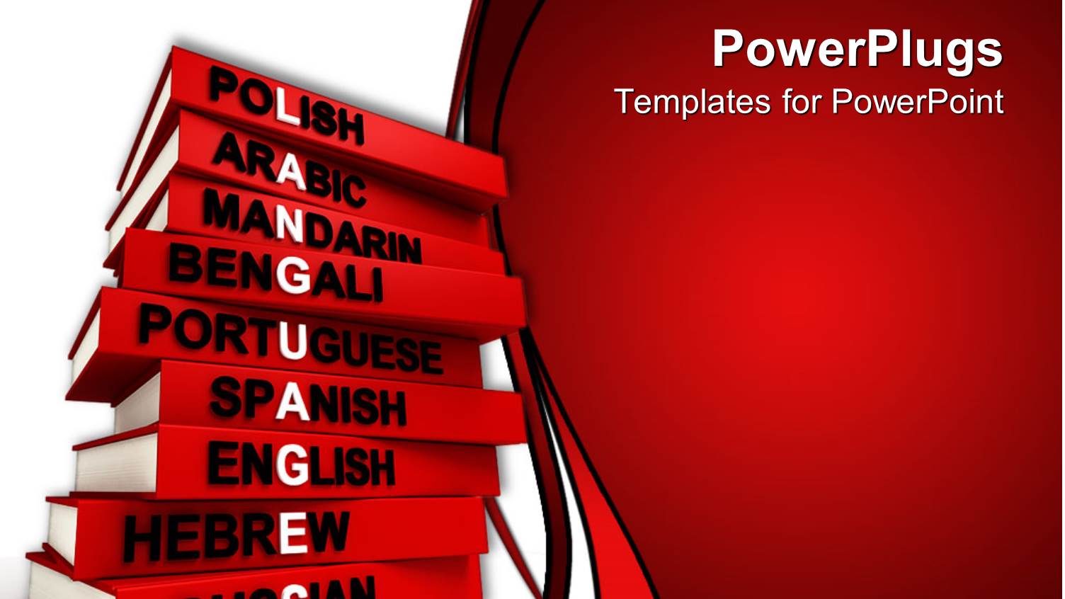 Red Cover Language Books for Several Languages Forming the Word Languages Written in White Letters on White and Red