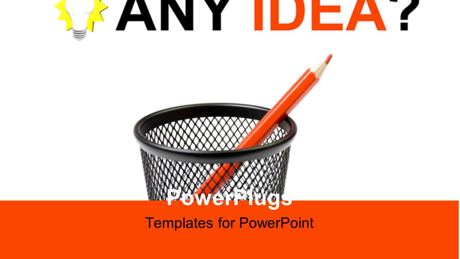 Red Crayon in Pen Holder Over White and Orange Background 