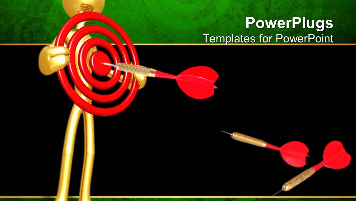 Red Dart Hits Bulls Eye of Target Held by Golden Man