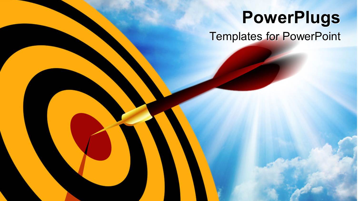 Red Dart Hitting the Middle of a Yellow and Black Dart Board