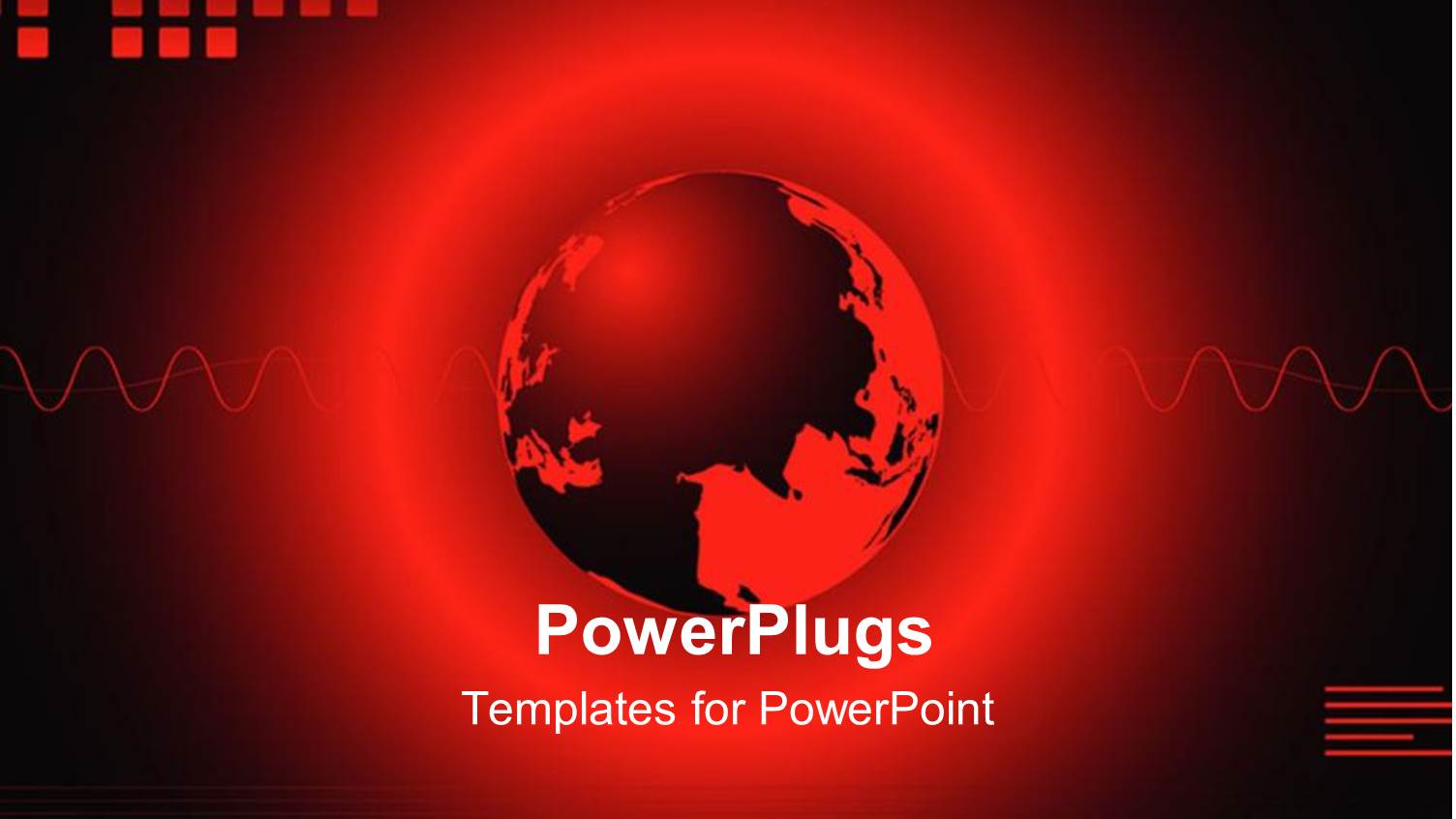 Red Earth Globe with Wave Lines on a Red Background