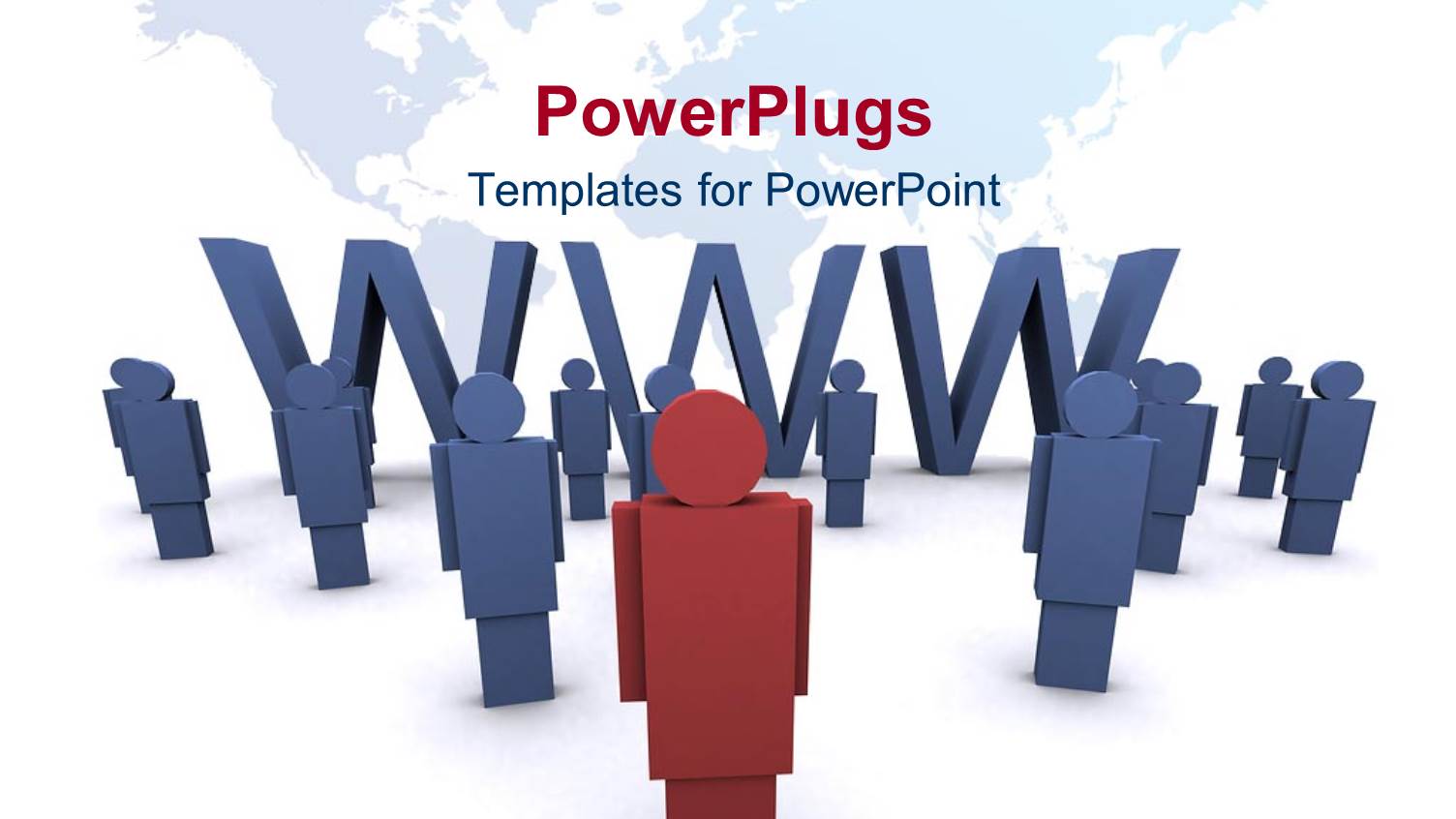 Red Figure in Front of Group of Blue Figures Surrounding Three Dimensional WWW