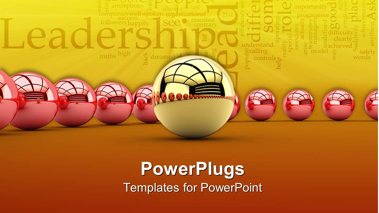 Red Glowing Spheres and a Red Glowing Sphere in the Center Depicting the Concept of Leadership with Words Related to