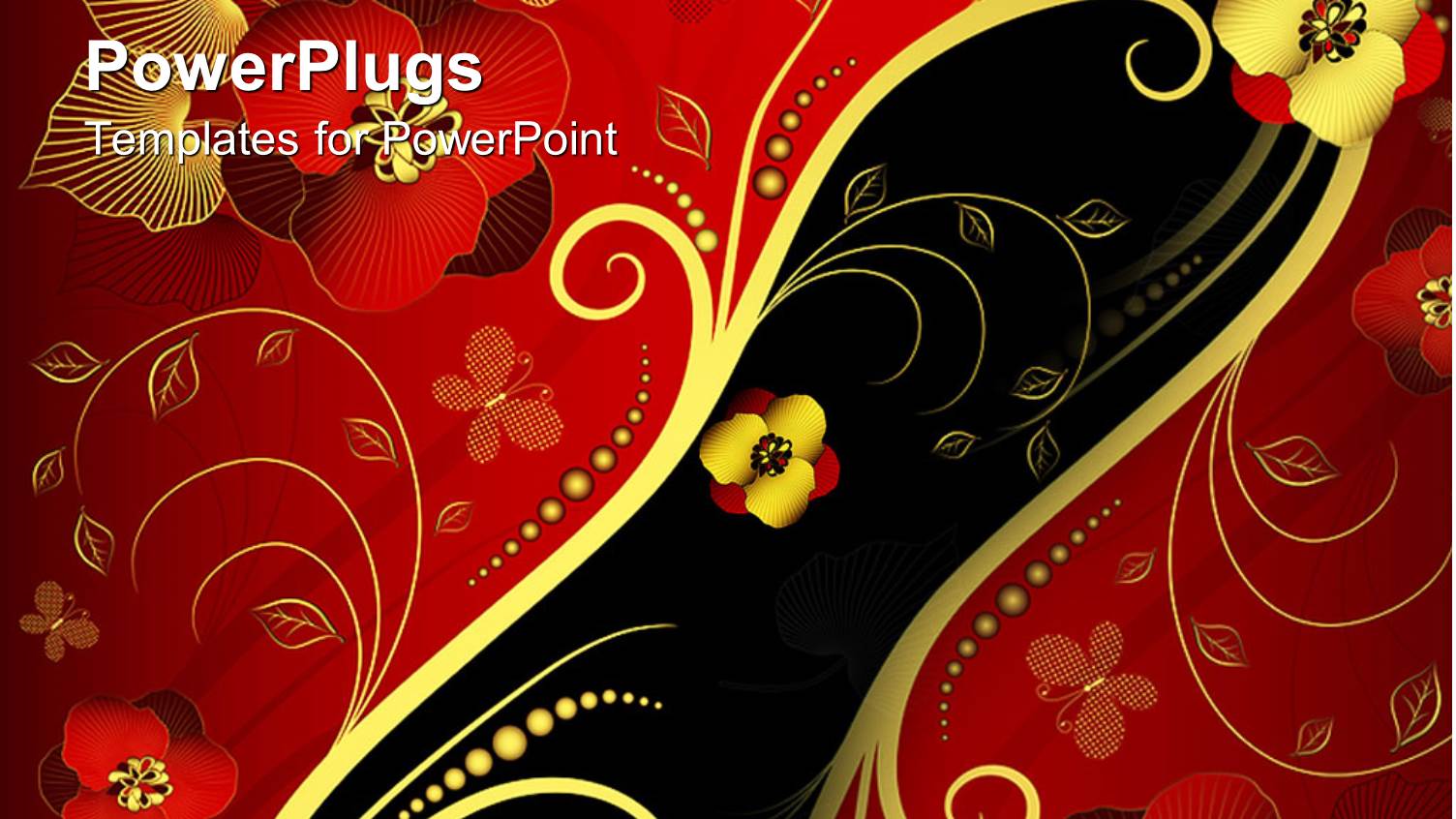 Red, Gold, and Black Oriental Style Floral Pattern