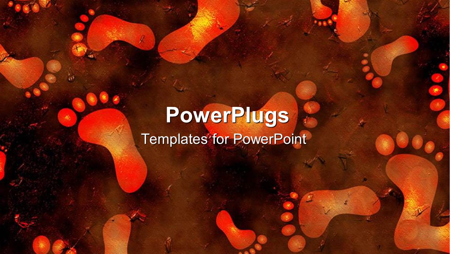 Red and Gold Footprints on Brown Background